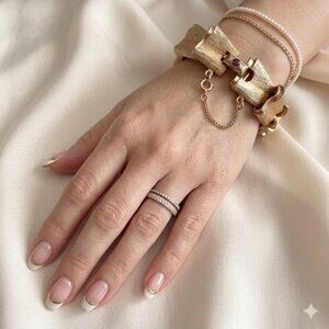 Vintage Puccini Brushed Chunky Gold Bracelet w/ Safety Chain - 6.25”, Small